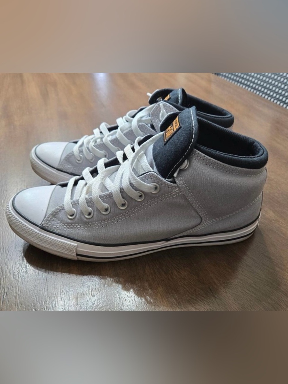 Converse AllStar Chuck Taylor Mid Top Gray Black Canvas Sneakers Shoes-Mens 9
